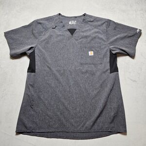 Carhartt Force Mens Scrub Top Medium Grey V-Neck Short Sleeve Pocket Modern Fit